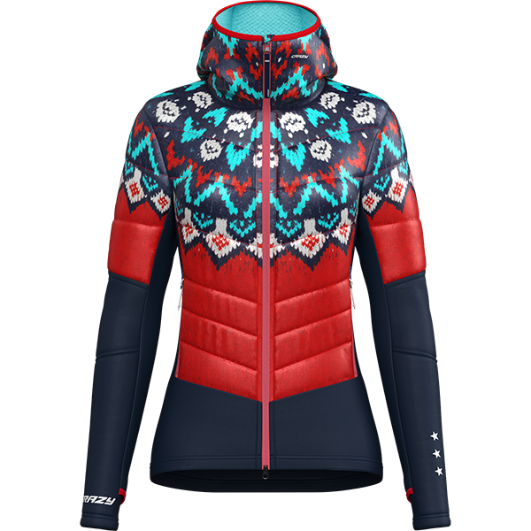 CRAZY JKT TRILOGY PRINTED WOMAN NORWAY RED WOOL